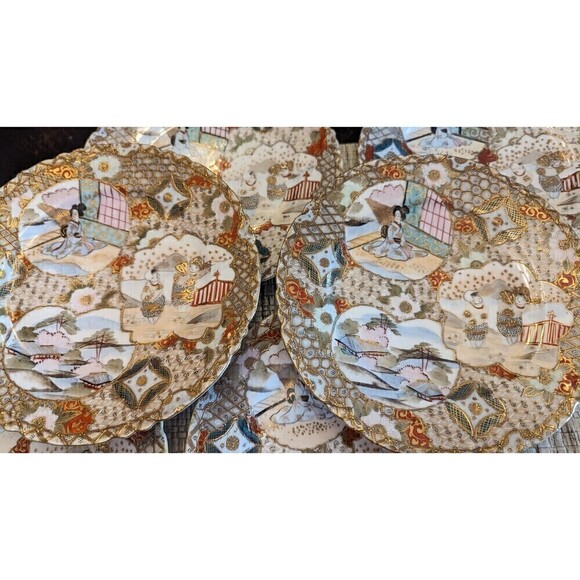 6 Vintage Hand Painted Gold Trim  Japanese Plate - Picture 4 of 16